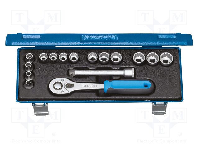 Wrench-set; 12-angles,rattle,socket spanner; 3/8"; 16pcs.