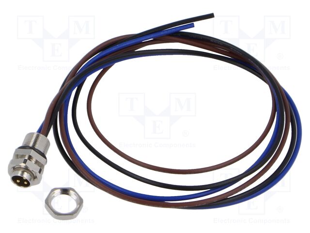 Connector: M8; socket; male; PIN: 3; 0.34mm2; 48V; 4A; IP67; 500mm