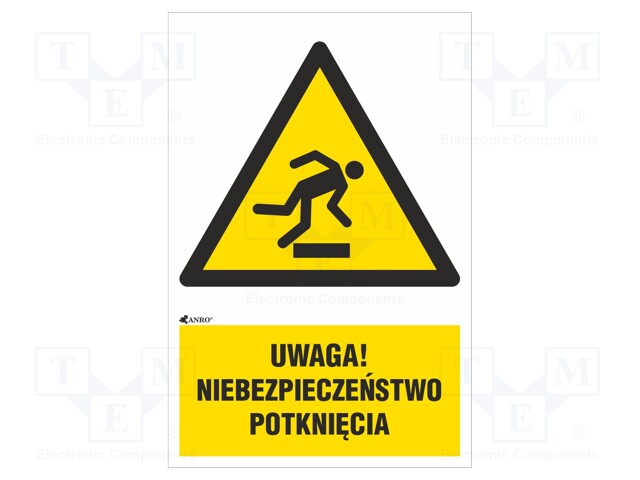 Safety sign; warning; Mat: PVC; W: 200mm; H: 300mm