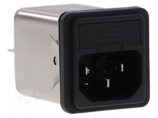 Connector: AC supply; socket; male; 6A; 250VAC; -25÷85°C; 3mH; 1MΩ