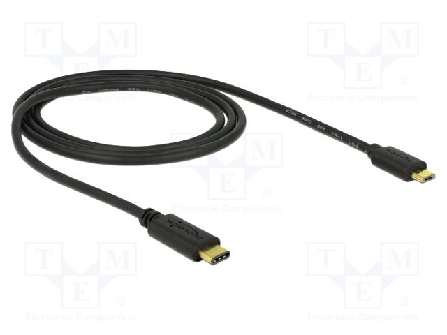 Cable; USB 2.0; USB B micro plug,USB C plug; gold-plated; 2m