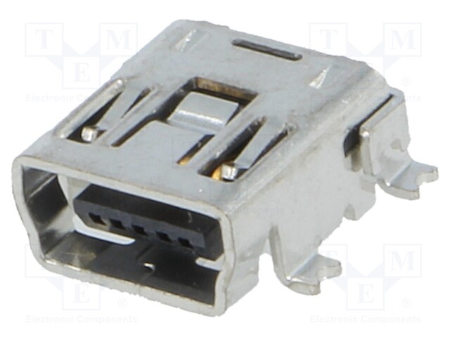 Socket; USB B mini; SMT; PIN: 5; horizontal