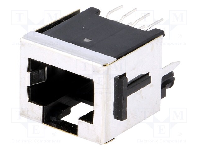 Socket; RJ45; PIN: 8; with panel stop blockade; Layout: 8p8c; THT