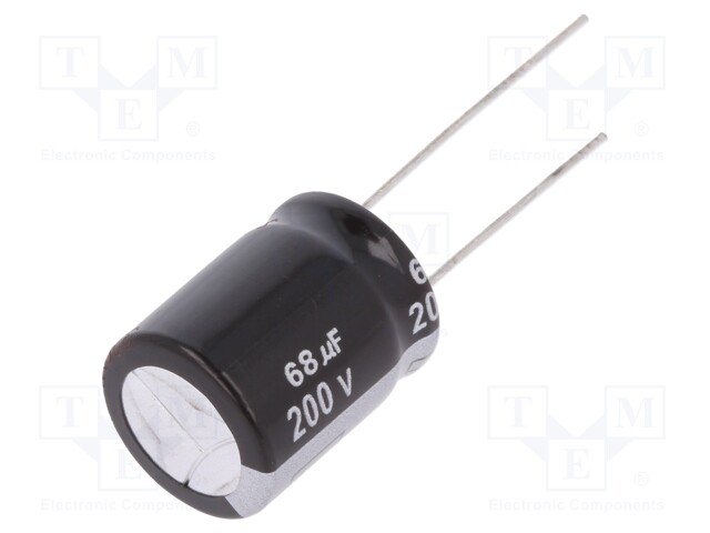 Capacitor: electrolytic; THT; 68uF; 200VDC; Ø16x20mm; Pitch: 7.5mm