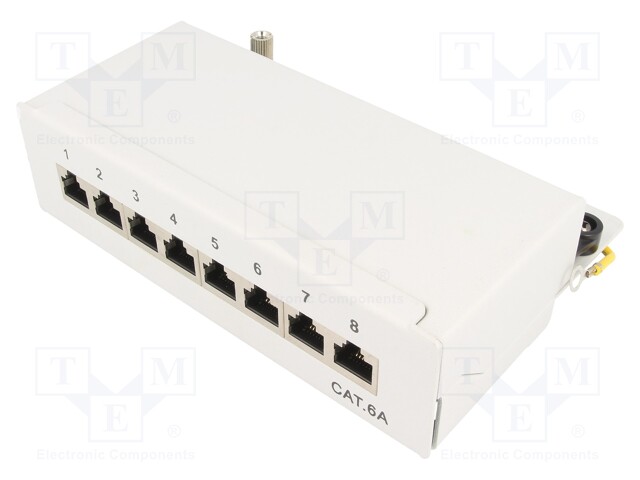 Patch panel; RJ45; Cat: 6a; Colour: grey; IDC; surface-mounted