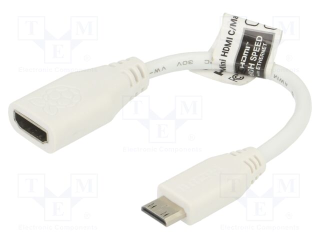 Connection cable; 100mm; white; HDMI socket,mini HDMI plug