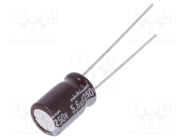 Capacitor: electrolytic; THT; 5.6uF; 250VDC; Ø8x11.5mm; ±20%