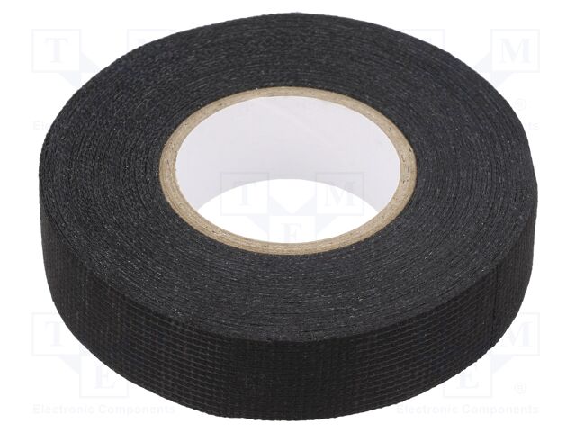 Tape: textile; W: 19mm; L: 15m; Thk: 0.13mm; modified acryl; black