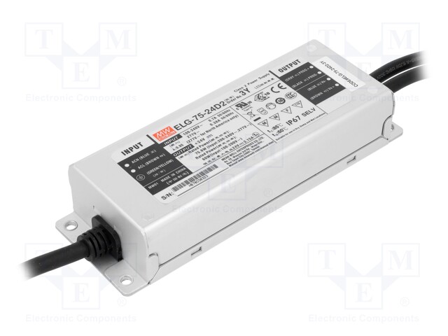Power supply: switched-mode; LED; 75.6W; 24VDC; 3.15A; 100÷305VAC