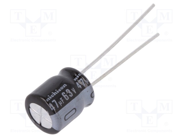 Capacitor: electrolytic; THT; 47uF; 63VDC; Ø8x9mm; Pitch: 3.5mm