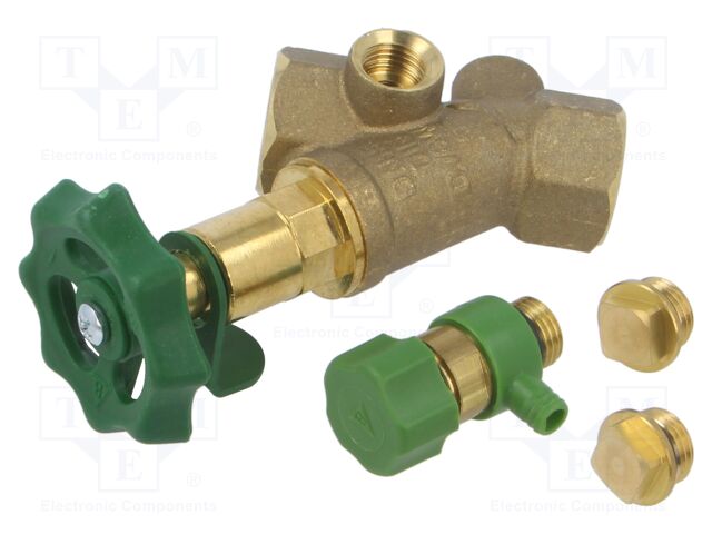 Slant valve; 16bar; brass CW617N; Thread: G 1/2" internal; 1603
