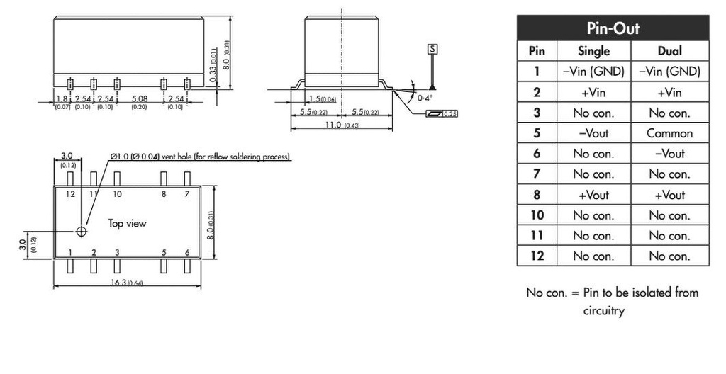 Converter: DC/DC; 1W; Uin: 4.5÷5.5V; 5VDC; Iout: 200mA; SMD; 2g; OUT: 1