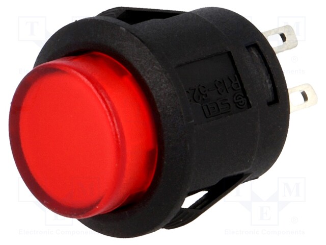 Switch: push-button; Pos: 2; SPST-NO; 1.5A/250VAC; red; red; 50mΩ