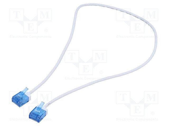 Patch cord; U/UTP; 6a; stranded; Cu; LSZH; white; 0.5m; 32AWG