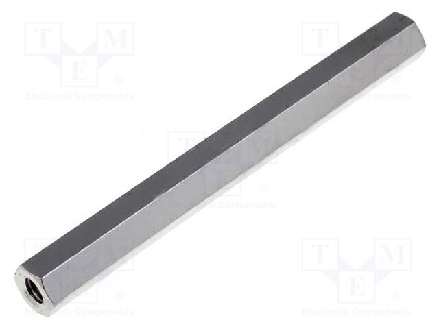 Screwed spacer sleeve; Int.thread: M3; 50mm; brass; nickel