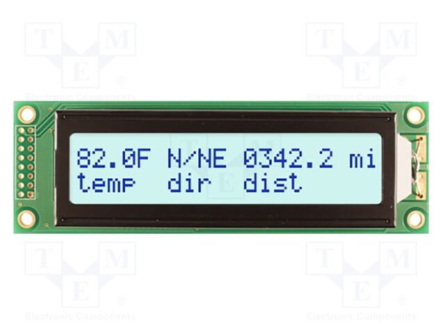 Display: LCD; 20x2; grey; 116x37mm; LED; Interface: 8bit,parallel