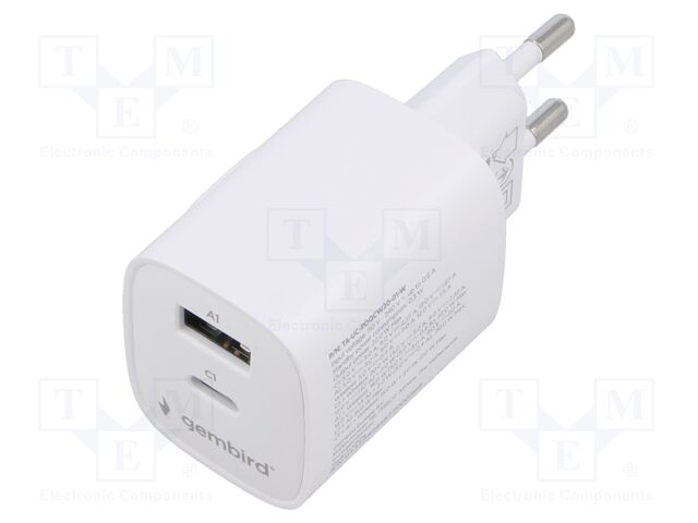 Power supply: switching; mains,plug-in; 5VDC,; 3A; 20W; 39x33x82mm