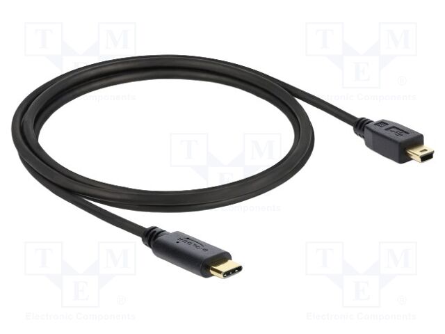 Cable; USB 2.0; USB B mini plug,USB C plug; gold-plated; 1m