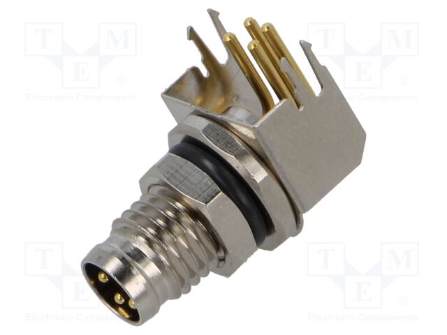 Connector: M8; socket; male; angled; shielded; PIN: 4; 48V; 4A; IP67