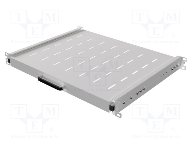 Shelf; 1U; Dimensions: 482.6x44.45x350mm; steel; grey; screw; 35kg
