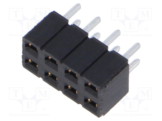 Connector: pin strips; female; PIN: 8; 2.54mm; gold flash; THT