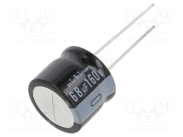 Capacitor: electrolytic; THT; 68uF; 160VDC; Ø18x15mm; Pitch: 7.5mm