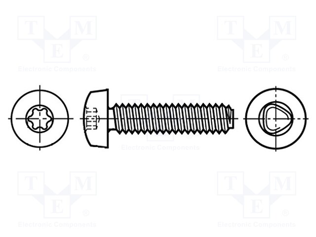 Screw; for metal; 2.5x8; Head: cheese head; Torx®; TX08; Øhead: 5mm