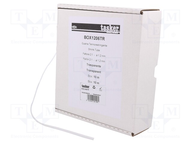 Heat shrink sleeve; glueless; 2: 1; 1.2mm; L: 10m; transparent