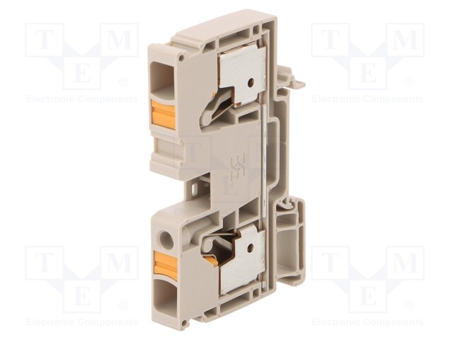 Splice terminal: rail; 10mm2; ways: 1; terminals: 2; beige; wemid
