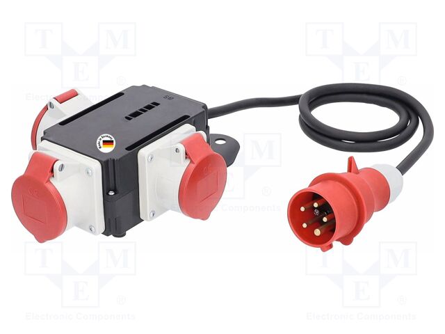 Electric switchboard; 5G1.5mm2; mobile,with flap; Sockets: 3