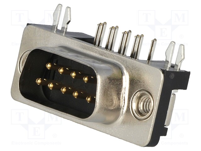 D-Sub; PIN: 9; socket; male; 4,2mm standard; Locking: screws; THT