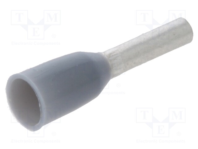 Bootlace ferrule; insulated; copper; 0.75mm2; 6mm; tinned; crimped