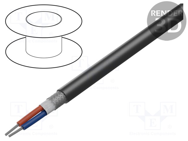 Wire: DMX; Core: stranded; 2x0,35mm2; 110Ω; -20÷70°C; Colour: black