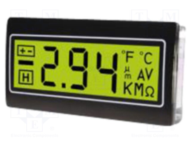 Panel; LCD 3,5 digit 14mm,with a backlit; 72x36mm; Range: 200mV