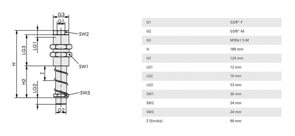 Spring plunger; 0÷80°C; Vert.load: 4800N; 1.07N/mm; FSTE-HD