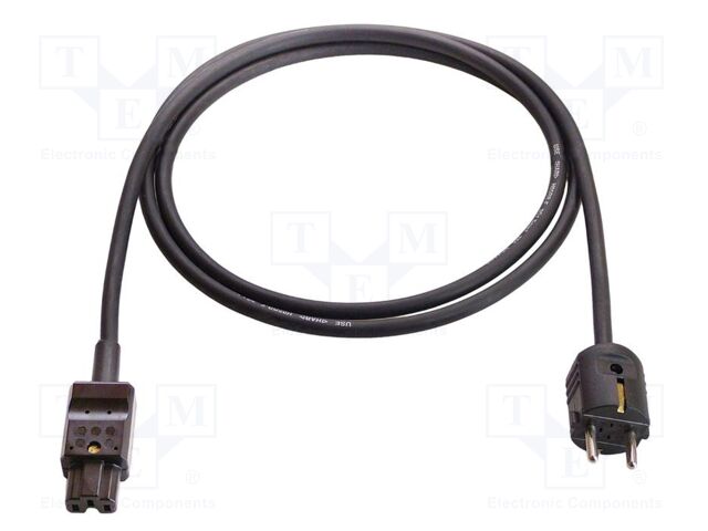 Mains; 3G1mm2; CEE 7/7 (E/F) plug angled,IEC C15 female; rubber