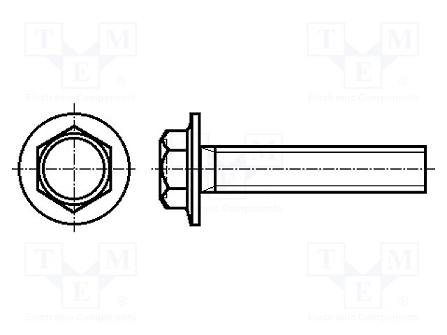Screw; with flange; M6x16; Head: hexagonal; none; steel; zinc