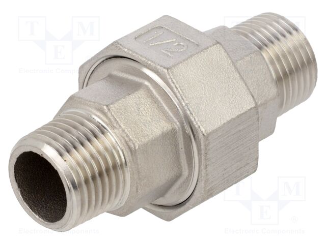Male-male,flat,with seal; max.10.5bar; 1.4408 stainless steel