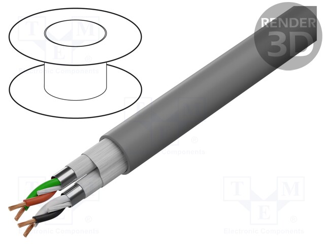Wire; shielded,Al-PET foil; PVC; grey; 300V; 305m; CPR: Eca; 1000ft