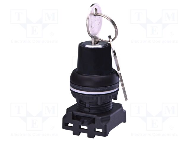 Switch: rotary with key; 22mm; black; IP65; E; Pos: 3; Ø22.5mm