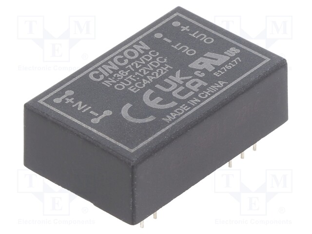 Converter: DC/DC; 5/6W; Uin: 36÷72V; Uout: 12VDC; Iout: 470mA; DIP24