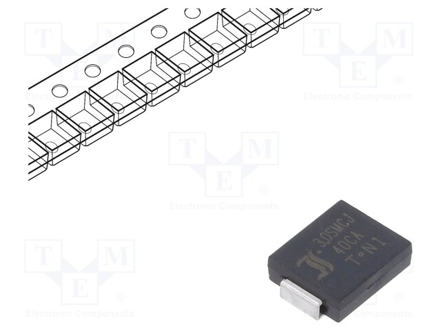 Diode: transil; 3kW; 44.4÷49.3V; 46.5A; bidirectional; SMC
