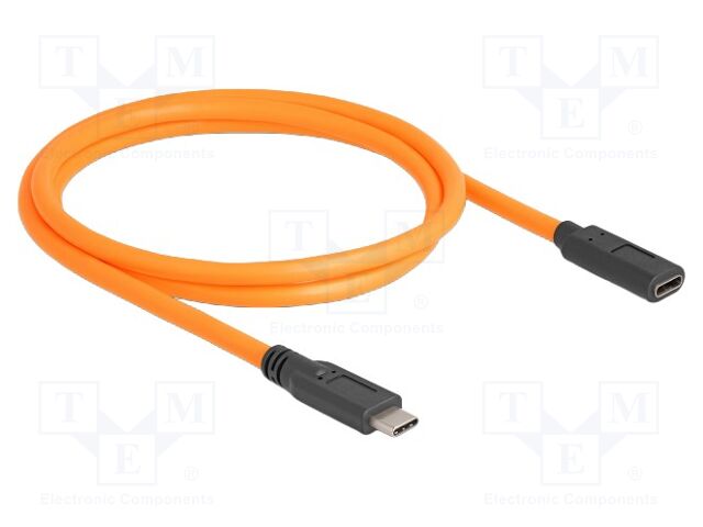 Cable; USB C socket,USB C plug; 1m; orange; 26AWG,28AWG; TPE; 100W