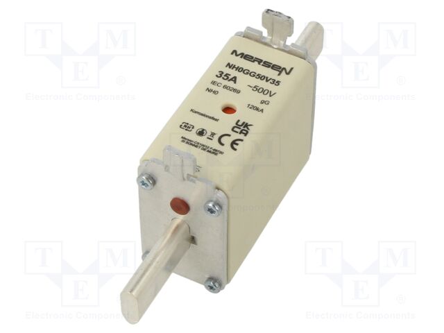 Fuse: fuse; gG; 35A; 500VAC; 250VDC; ceramic,industrial; NH0