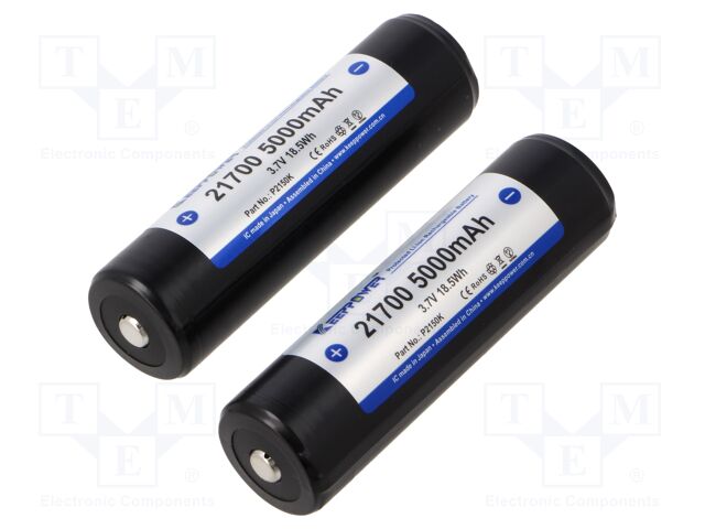 Re-battery: Li-Ion; 21700; 3.7V; 5000mAh; Ø21.5x75mm