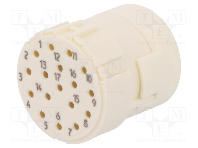Connector: M23; PIN: 17; female; crimped; w/o contacts; 160V; 8A