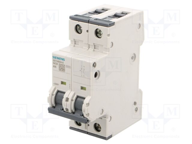 Circuit Breaker, MCB, 5SY4, 1P+N, 10 kA, 230 V, 4 A
