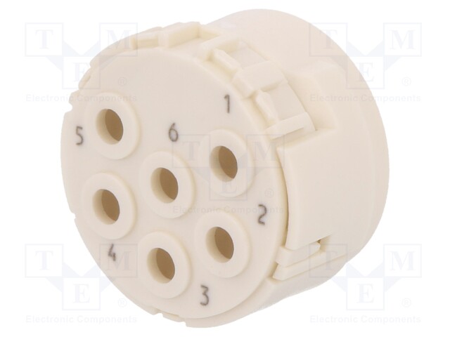 Connector: M23; PIN: 6; male; crimped; w/o contacts; 300V; 20A