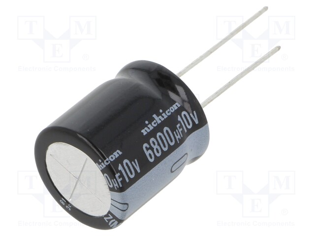 Capacitor: electrolytic; THT; 6800uF; 10VDC; Ø18x20mm; Pitch: 7.5mm