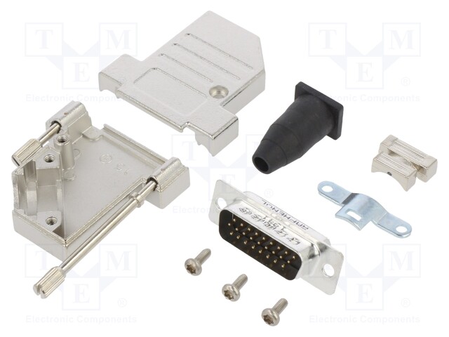 D-Sub HD; PIN: 26; male; shielded,with strain relief; angled 45°